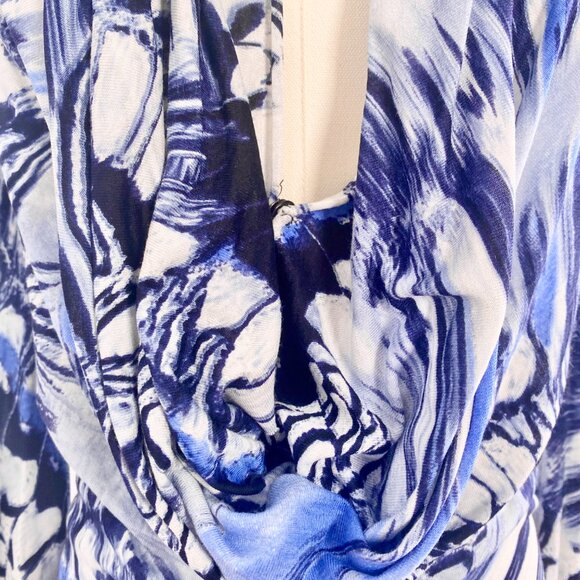 Jean Paul Gaultier - Blue Psychedelic Marble Cowl Neck Dress - Picture 14 of 16